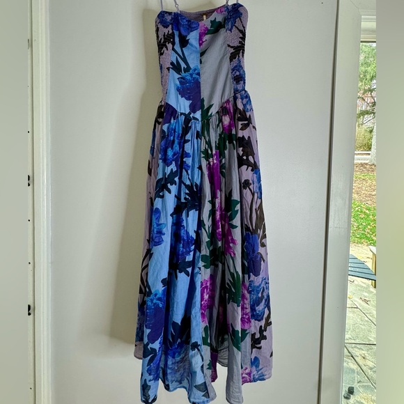 Free People Fall Floral Feelings Purple and Blue Peonies Midi Dress Size M - Picture 7 of 10
